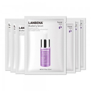 Facial masks blueberry Lanbena 1pcs, reduce pores and help restore damaged skin, making your skin more elastic and young