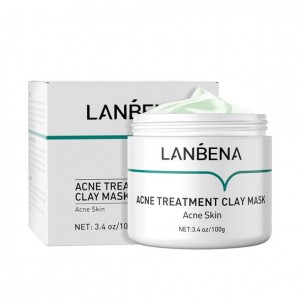 Глиненая маска LANBENA для лікування акне для глибокого очищення, очищення пір, зменшення чорного леза і акне для відновлення чистої шкіри