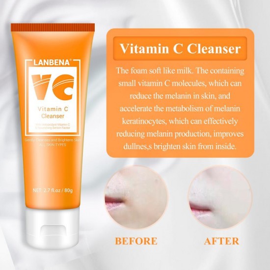 Limpiador facial Lanbena colágeno, seda, vitamina C, cuidado de la piel facial-952732876-Lanbena-Belleza y salud. Todo para salones de belleza