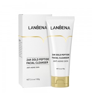 Limpiador facial de espuma de péptido de oro 24k oro anti-Envejecimiento cuidado de la piel facial