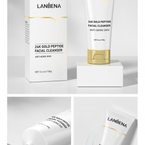 Limpiador facial de espuma de péptido de oro 24k oro anti-Envejecimiento cuidado de la piel facial