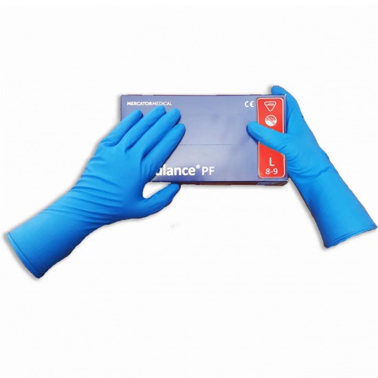 Rękawiczki grube, lateksowe, długie Ambulans PF ultra, para L 2szt, niebieskie, dla medycyny, za sto, dla rzeźnika, dla rolnictwa-952732903-Mercator Medical-TM Polix PRO&MED