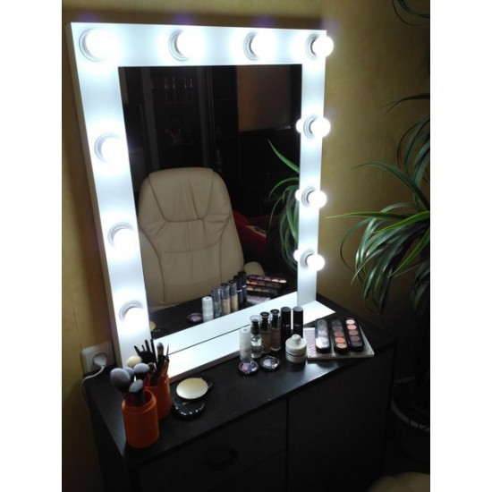 Зеркало в салон красоты, в белом цвете с лампочками, МT65.80W, Гримерные зеркала,  Зеркала,Гримерные зеркала ,  buy with worldwide shipping
