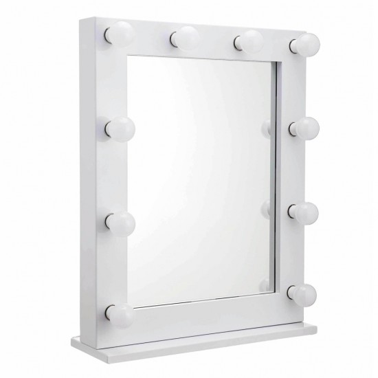 Espelho com moldura, branco. Espelho de camarim com luzes-6124-Trend-Espelhos