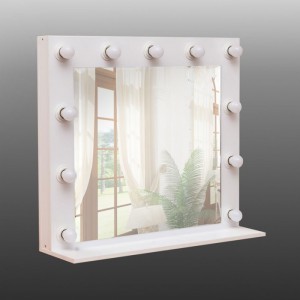 Mirror with frame, white. Dressing room mirror with lights
