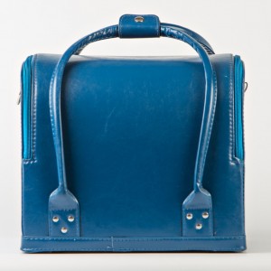 Etui voor cosmetica, blauw ondoorzichtig. Make-up tas - leer