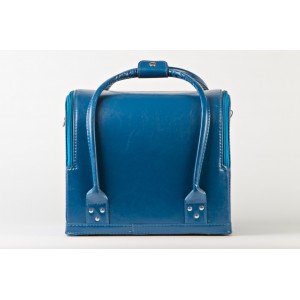  Case for cosmetics, blue opaque. Makeup bag - leather