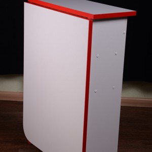  Table de manucure, extensible, blanche avec bord rouge