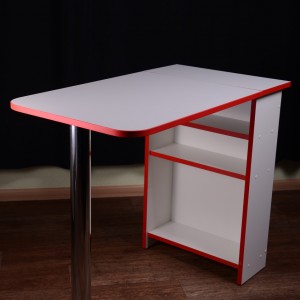 Mesa para manicure, dobrável, branca com borda vermelha