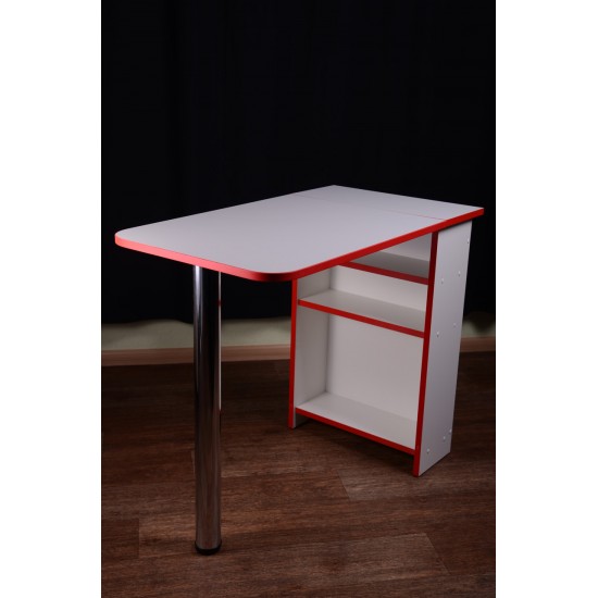 Mesa para manicure, dobrável, branca com borda vermelha-3818-Trend-Beleza e saúde. Tudo para salões de beleza
