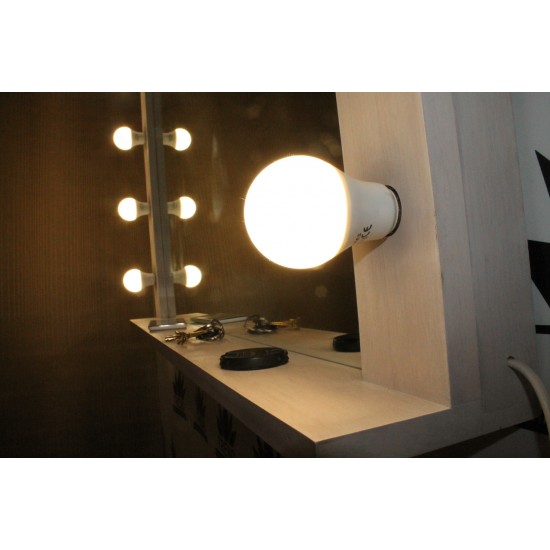 Визажное зеркало из дерева, с лампочками в белом цвете, WM113.87W, Гримерные зеркала,  Зеркала,Гримерные зеркала ,  buy with worldwide shipping