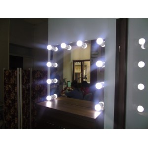 Illuminated mirror, frameless, for hairdressers