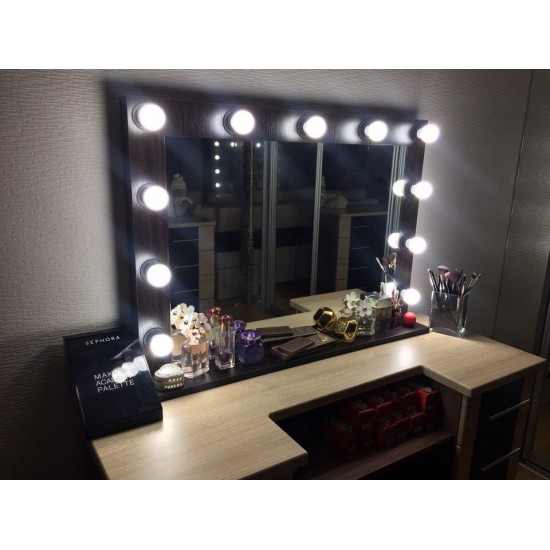 Зеркало в цвете венге, с лампочками и полочкой, МT70.90B, Гримерные зеркала,  Зеркала,Гримерные зеркала ,  buy with worldwide shipping