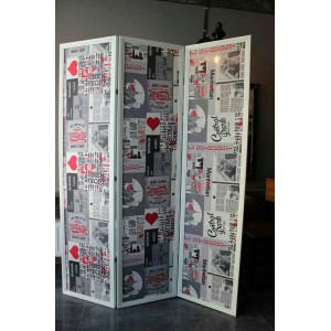  Screen / partition for a tattoo parlor, print newspaper 3 sections