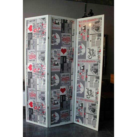 Screen / partition for tattoo parlor, print newspaper 3 sections, 3841, Screens and partitions,  Health and beauty. All for beauty salons,Furniture ,  buy with worldwide shipping