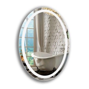Espelho de casa de banho oval com iluminação LED