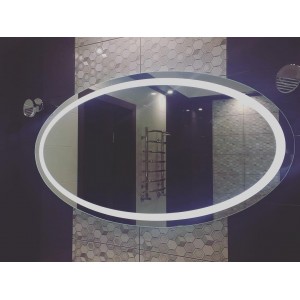 Oval bathroom mirror with LED lighting