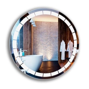  A round mirror in the bathroom. Ice mirror