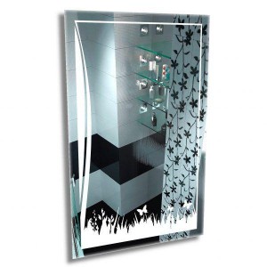 Spiegel mit Ornament im Badezimmer. Eisspiegel 600*800