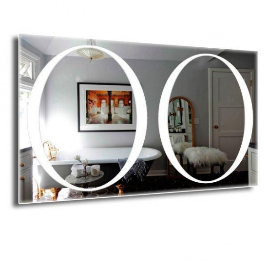 Miroir de glace ovale avec rétro-éclairage. Miroir dans la salle de bain-4279-Поставщик-Miroirs