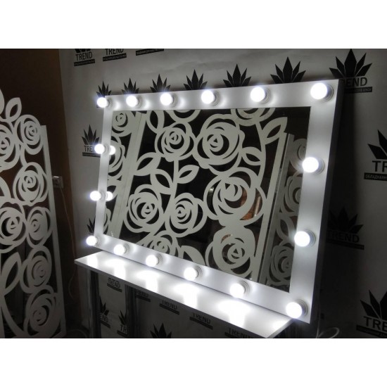 Miroir pour maquilleur avec ampoules. Grand miroir de dressing, blanc-6090-Trend-Miroirs