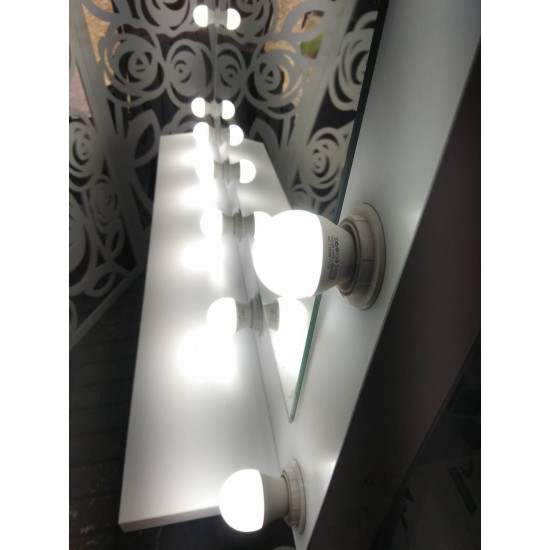 Espelho para maquiador com lâmpadas. Espelho de camarim grande, branco-6090-Trend-Espelhos