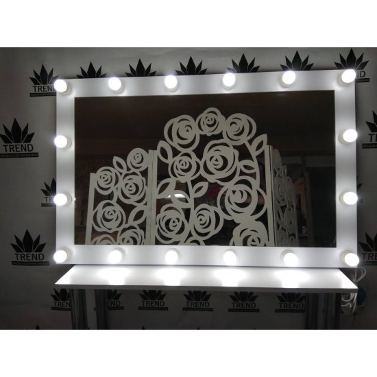 Spiegel für Maskenbildner mit Glühbirnen. Großer Ankleidespiegel, weiß-6090-Trend-Spiegels