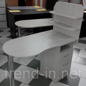 Манікюрний стіл з ящиками і поличками сірий