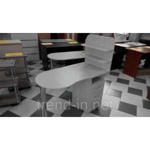 Маникюрный стол с ящиками и полочками серый