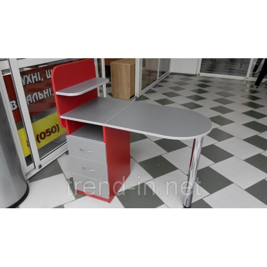 Маникюрный стол с ящиками и полочками серо-красный, 742215132, Manicure tables,  Furniture,Manicure tables ,  buy with worldwide shipping