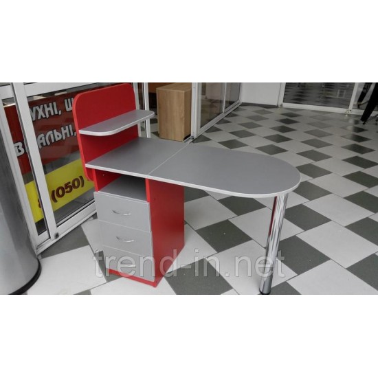 Маникюрный стол с ящиками и полочками серо-красный, 742215132, Маникюрные столы,  Мебель,Маникюрные столы ,  купить в Украине