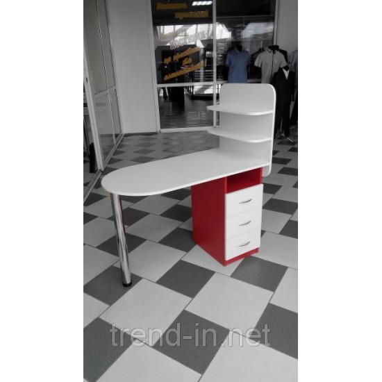 Маникюрный стол с ящиками и полочками бело-красный, 742215756, Маникюрныйе столы,  Маникюрныйе столы,  купить в Украине