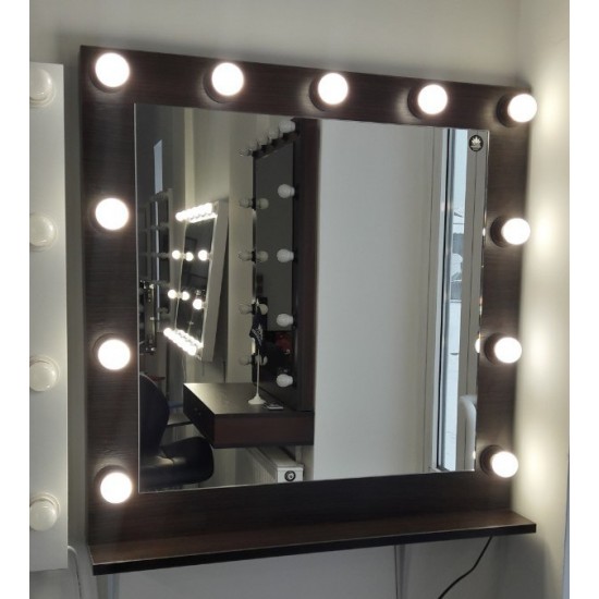 Espejo de vestidor, con bombillas en color wengué-6645-Trend-Espejos