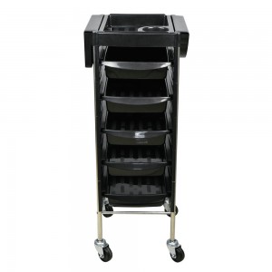  Black barber trolley with shelves and holders