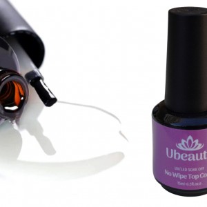 Rubber top under gel-varnish Ubeauty 15 ml, no sticky layer, No wipe soak off top coat, finish coating, gloss