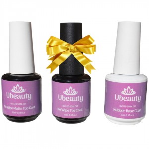 Promotion ensemble Base + top Ubeauty 15 ml, + cadeau velours TOP UBEAUTY 15 ml