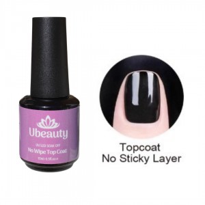 Ubeauty Gel Polish Rubber Top Coat 15 ml, sin capa pegajosa, No se quita con un paño, capa superior, capa superior, brillo