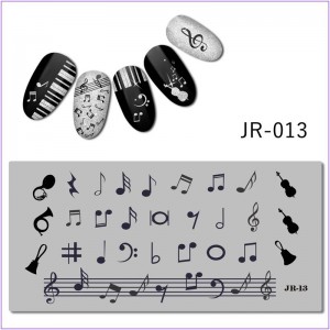  JR-013 Nail Printing Plate Sheet Music Instruments de musique Clé de sol Guitare Violon Trompette