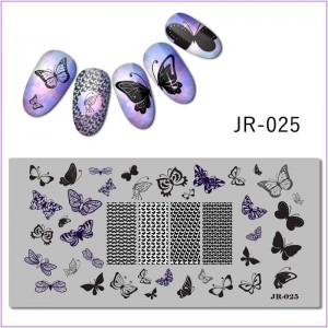 JR-025 Placa de impresión de uñas de mariposa Patrón de mariposa