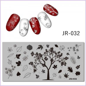  JR-032 Nail Printing Plate Feuilles Arbre Automne