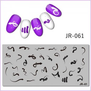 Пластина для друку на нігтях JR-061, стрілка, стріла, покажчик