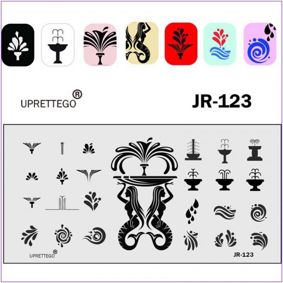 JR-0123 Nagel, der Platten-Brunnen-Wasser-Tropfen-Monogramme stempelt, der Platte stempelt