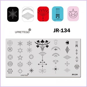 JR-134 Nail Printing Plate Dots Dot Patterns Triangle Rhombus Half Circle Maple Leaf Star Flower