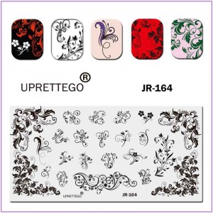 JR-164 Nagelstempelplatte, Nagelstempel, Nagelmonogramme, Blumen, Blätter