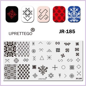 JR-185 Nagelstempelplaat Geometrisch patroon Lijnen Pleinen Cirkel Sneeuwvlokstempelplaat