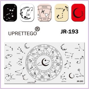 JR-193 Placa de impressão de arte de unhas Cosmos Lua Signos do zodíaco Constelação Estrelas Placa de impressão de unhas