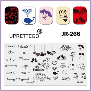  JR-266 Nail Stamping Plate All for Stamping Love Whale Birds Hearts Angel Balloons Cats