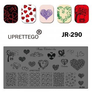 JR-290 Placa de Impressão de Unhas Corações Ornamentos Monogramas Padrões Amor Swing Amor Cisnes Pássaros