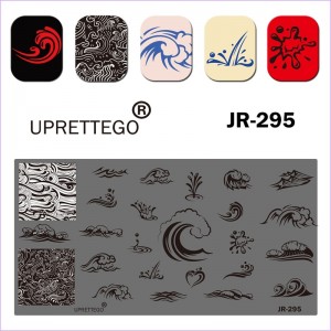  JR-295 Nail Printing Plate Water Sea Ocean Waves Water Drop Nail Stamping