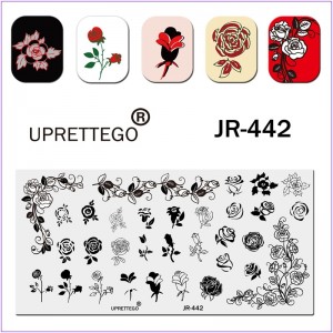  JR-442 Nail Stamping Plate Rose Flower Leaf Thorn Nail Stamping Plate